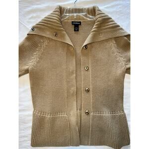 Lane Bryant Tan Vintage Sweater Cardigan Women's 14/16 with 3/4 Length Sleeves